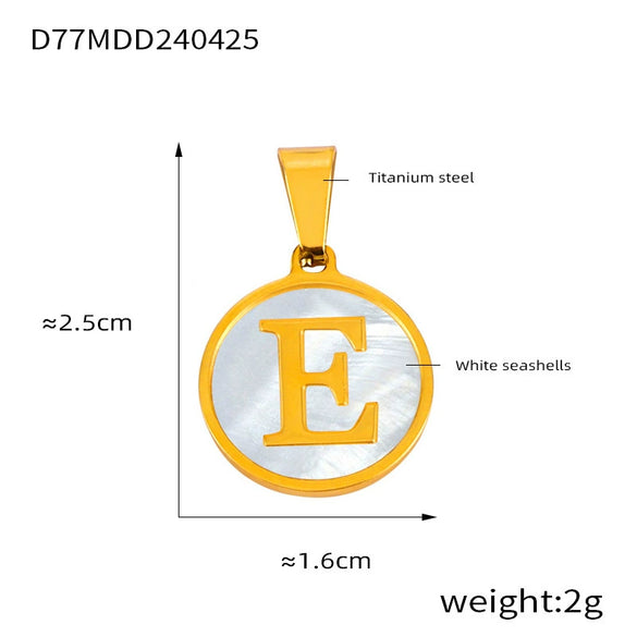 Jewelry 316L Stainless Steel Goldplated Pendant With White Shell Inlay Geometric Letter Pattern