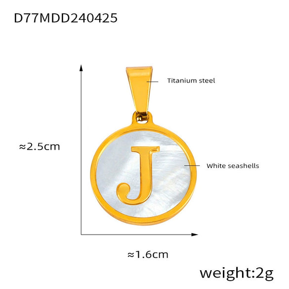 Jewelry 316L Stainless Steel Goldplated Pendant With White Shell Inlay Geometric Letter Pattern