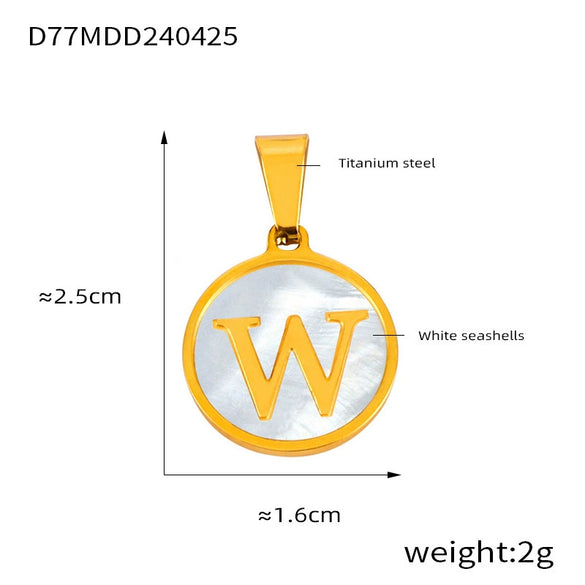 Jewelry 316L Stainless Steel Goldplated Pendant With White Shell Inlay Geometric Letter Pattern