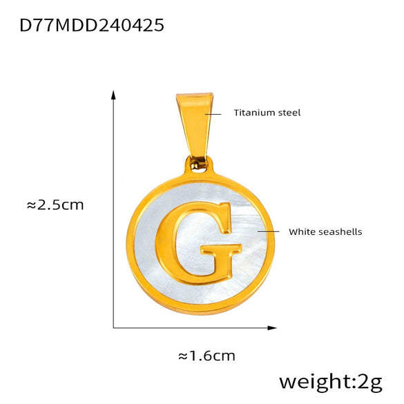 Jewelry 316L Stainless Steel Goldplated Pendant With White Shell Inlay Geometric Letter Pattern