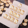 Jewelry 316L Stainless Steel Goldplated Pendant With White Shell Inlay Geometric Letter Pattern