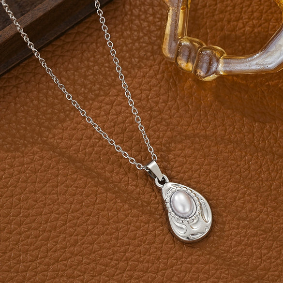 Jewelry Titanium Steel Heartshaped Imitation Shell Street Style With Love Water Drops Bell Pattern Electroplated For Men And Women
