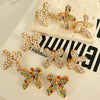 Jewelry 316L Stainless Steel 18K Gold Plated Pearl Zircon Bow Earrings Fashion Retro