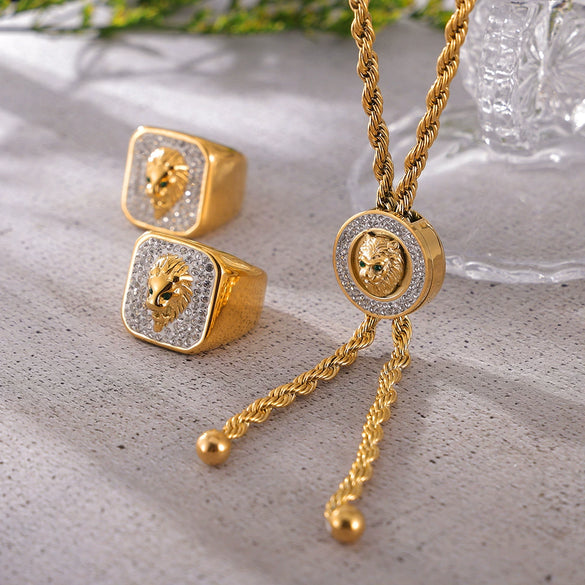 Jewelry 316L Stainless Steel Lion Head Design Electroplating