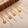 Jewelry 316L Stainless Steel Love Pendant Tassel Bead Necklace With Geometric Pattern And Carving Texture Electroplated