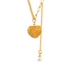 Jewelry 316L Stainless Steel Love Pendant Tassel Bead Necklace With Geometric Pattern And Carving Texture Electroplated