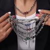 Jewelry 316L Stainless Steel Niche Hiphop Style Winding Color Zircon Chain Electroplating Design