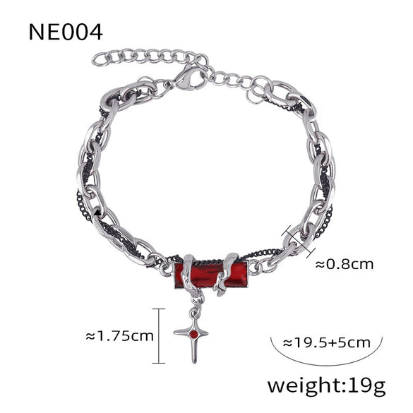Jewelry 316L Stainless Steel Niche Hiphop Style Winding Color Zircon Chain Electroplating Design