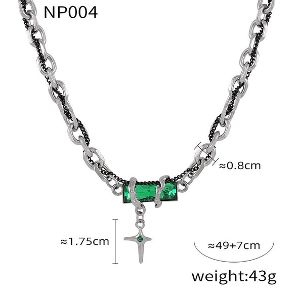 Jewelry 316L Stainless Steel Niche Hiphop Style Winding Color Zircon Chain Electroplating Design