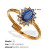Jewelry 316L Stainless Steel Oval Vintage Imitation Caibao Emerald Ring For Women Electroplating