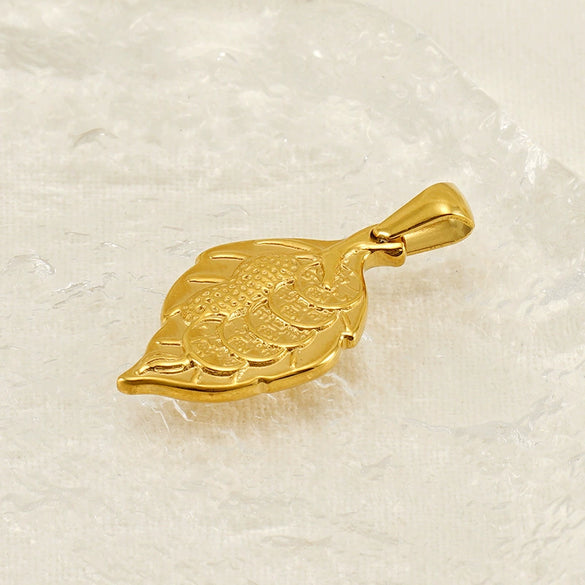Jewelry Titanium Steel Pendant Leaf Shape Real Gold Electroplated For Men And Women Fashion Style