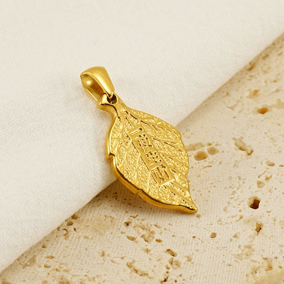 Jewelry Titanium Steel Pendant Leaf Shape Real Gold Electroplated For Men And Women Fashion Style