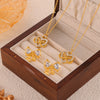 Jewelry 316L Stainless Steel Retro Chain Style Electroplating Pendant Necklace And Bow Earrings Suit