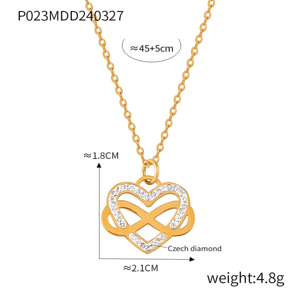 Jewelry 316L Stainless Steel Retro Chain Style Electroplating Pendant Necklace And Bow Earrings Suit