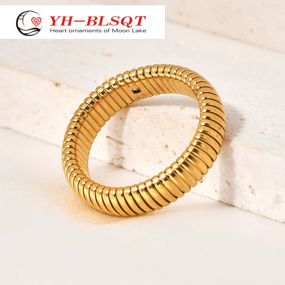 Jewelry Titanium Steel Retro Geometric Ushaped Gold Plated Ring Bracelet For Women