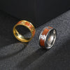 Jewelry Titanium Steel Ring Inlaid With Acacia Wood Grain Turtle Pattern Dripping Oil Unisex