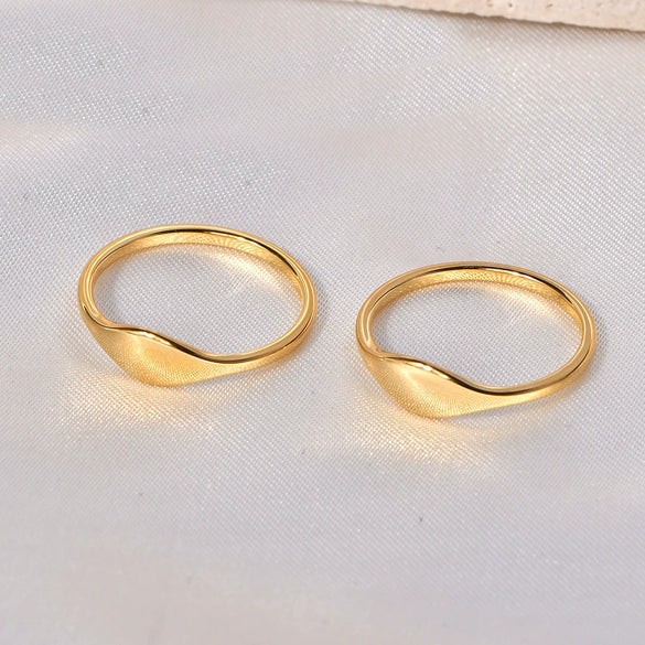 Jewelry Titanium Steel Ring Matte Brushed Drop Shape 18K Gold Electroplated Cartoon Style