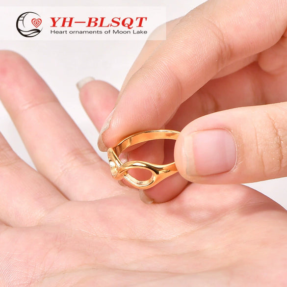 Jewelry Titanium Steel Rose Gold Bow Ring Electroplating