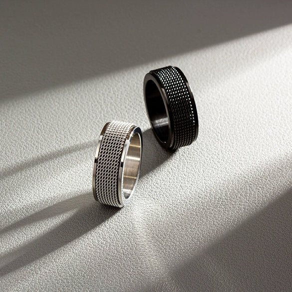 Jewelry Titanium Steel Rotatable Ring Geometric Electroplating Unisex