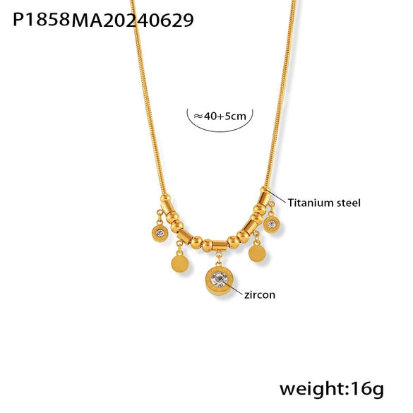 Jewelry 316L Stainless Steel Round Pendant Necklace With Geometric Design And Electroplating Treatment