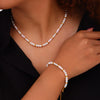 Jewelry 316L Stainless Steel Shell Beaded Niche Style Electroplated Bracelet And Necklace Set