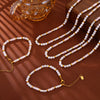 Jewelry 316L Stainless Steel Shell Beaded Niche Style Electroplated Bracelet And Necklace Set
