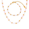 Jewelry 316L Stainless Steel Shell Beaded Niche Style Electroplated Bracelet And Necklace Set
