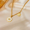 Jewelry Titanium Steel Shell Flower Pattern Necklace Bracelet Earrings For Women