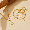 Jewelry Titanium Steel Shell Flower Pattern Necklace Bracelet Earrings For Women