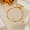 Jewelry Titanium Steel Shell Flower Pattern Necklace Bracelet Earrings For Women