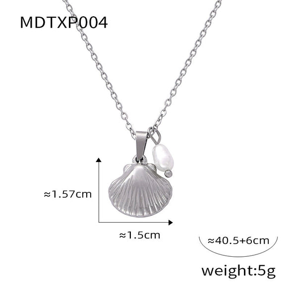 Jewelry 316L Stainless Steel Shell Shape Diamondencrusted Freshwater Pearl Electroplating Unisex