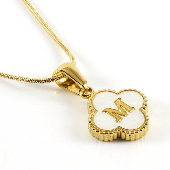 Jewelry Titanium Steel Snake Bone Chain Letter Pendant With Electroplating And Four Leaf Clover Design For Women