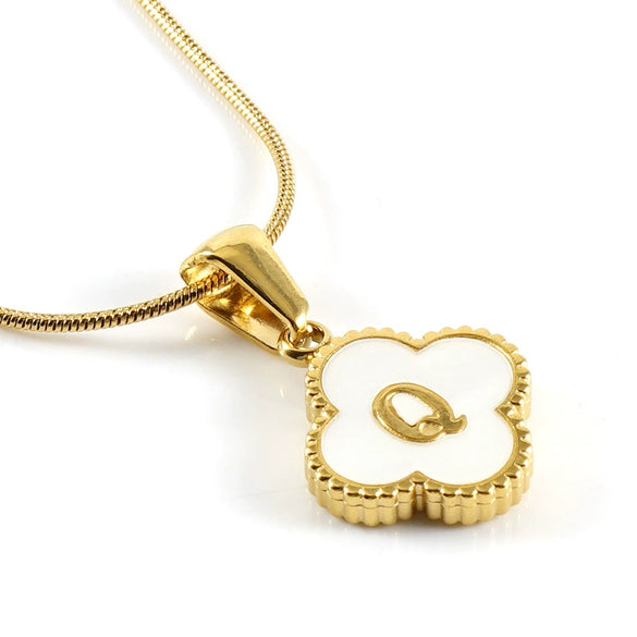 Jewelry Titanium Steel Snake Bone Chain Letter Pendant With Electroplating And Four Leaf Clover Design For Women