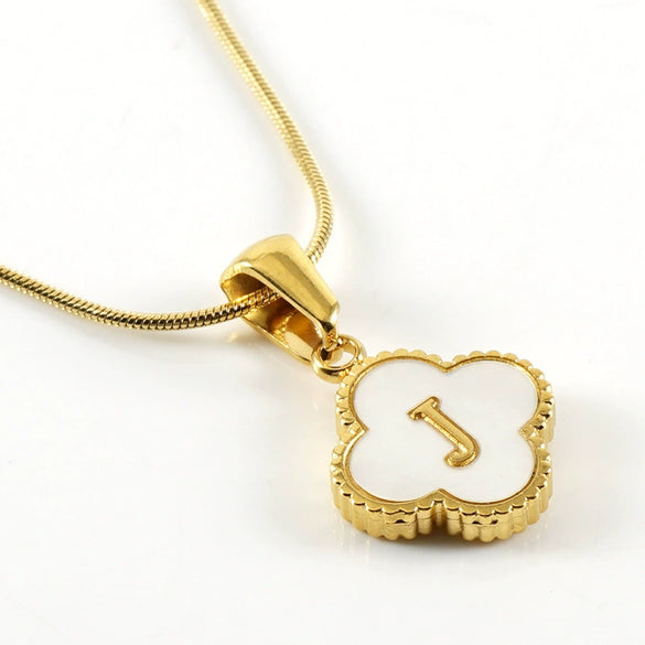 Jewelry Titanium Steel Snake Bone Chain Letter Pendant With Electroplating And Four Leaf Clover Design For Women