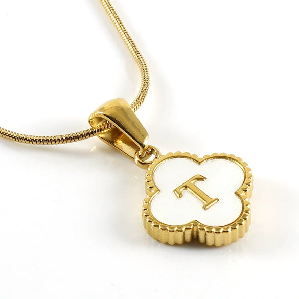 Jewelry Titanium Steel Snake Bone Chain Letter Pendant With Electroplating And Four Leaf Clover Design For Women