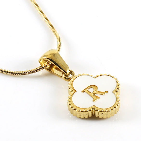 Jewelry Titanium Steel Snake Bone Chain Letter Pendant With Electroplating And Four Leaf Clover Design For Women