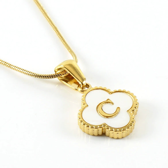 Jewelry Titanium Steel Snake Bone Chain Letter Pendant With Electroplating And Four Leaf Clover Design For Women