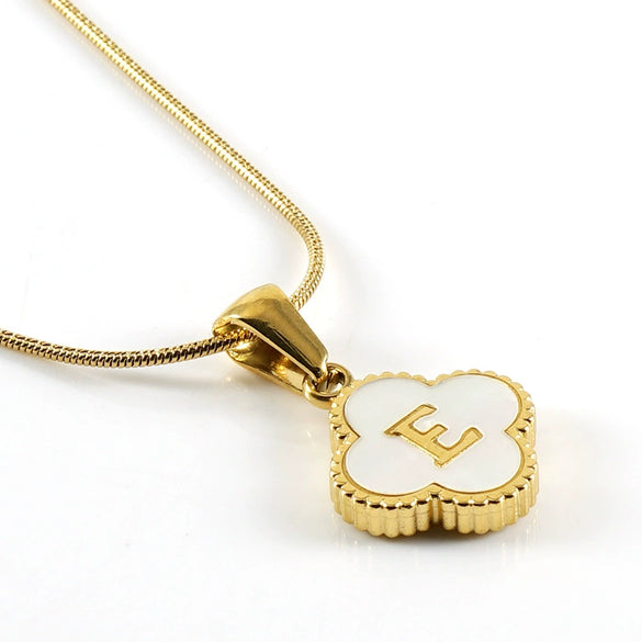 Jewelry Titanium Steel Snake Bone Chain Letter Pendant With Electroplating And Four Leaf Clover Design For Women