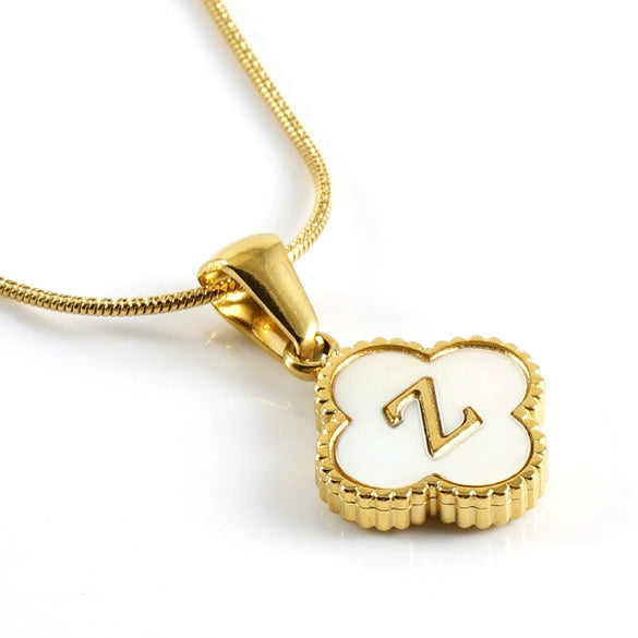 Jewelry Titanium Steel Snake Bone Chain Letter Pendant With Electroplating And Four Leaf Clover Design For Women