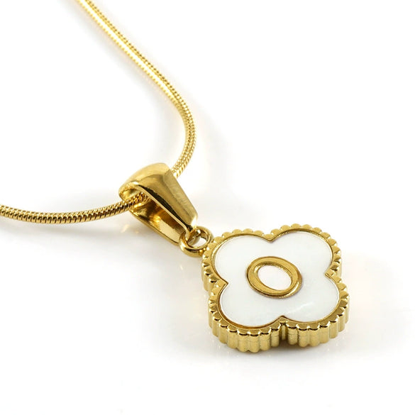 Jewelry Titanium Steel Snake Bone Chain Letter Pendant With Electroplating And Four Leaf Clover Design For Women