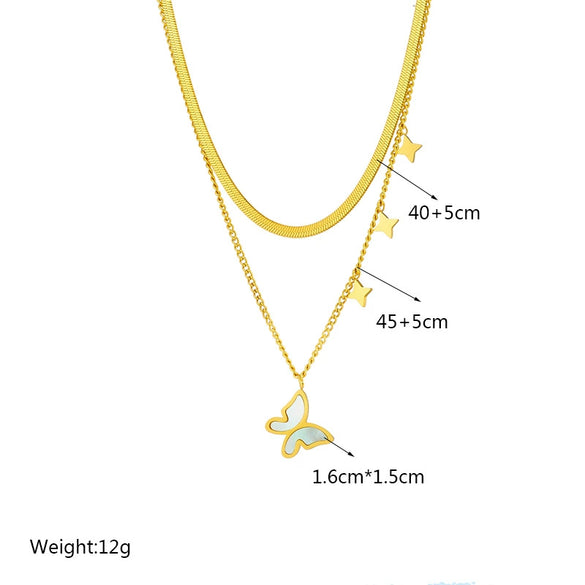 Jewelry Titanium Steel Snake Bone Chain Necklace With Star Butterfly Pendant Electroplating Design For Women