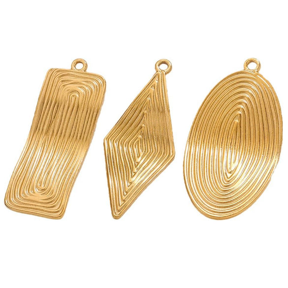 Jewelry Titanium Steel Stainless Steel Geometric Fan Shaped Hammer Pattern Electroplated Pendant Earrings Necklace For Women