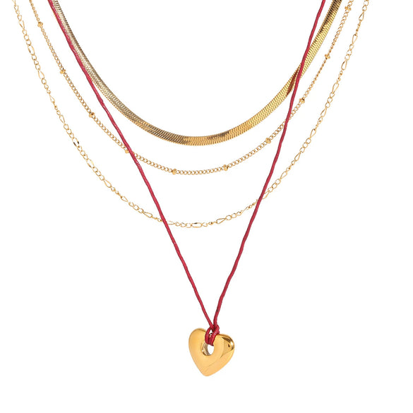 Jewelry Titanium Steel Stainless Steel Geometric Multilayer Love Necklace Stacked For Women With Electroplating