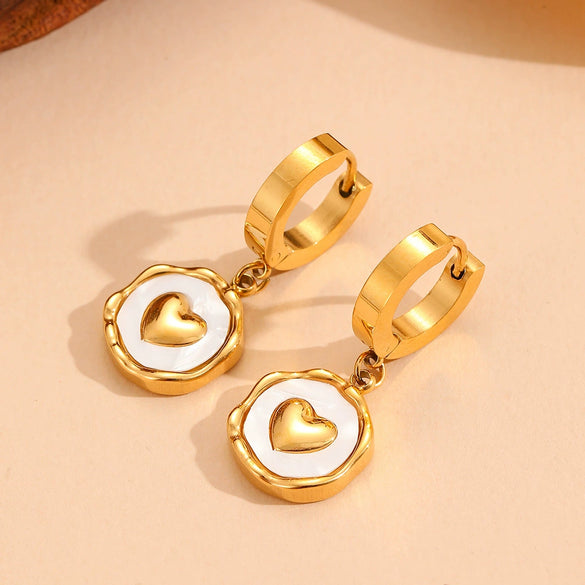Jewelry Titanium Steel Stars Love Shell Peach Heart Pendant Set With Diamonds