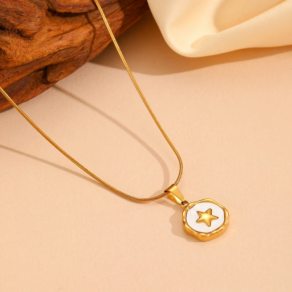 Jewelry Titanium Steel Stars Love Shell Peach Heart Pendant Set With Diamonds