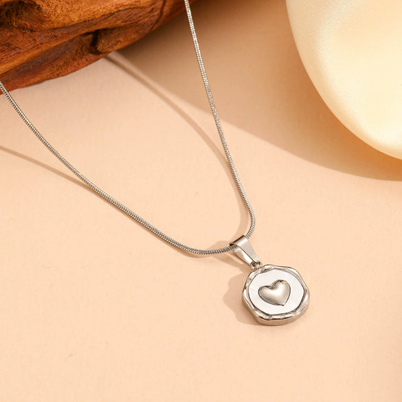 Jewelry Titanium Steel Stars Love Shell Peach Heart Pendant Set With Diamonds