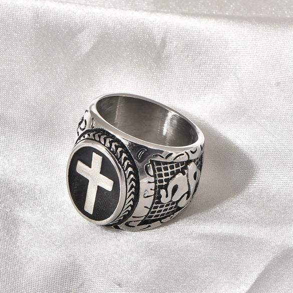 Jewelry Titanium Steel U Shaped Hip Hop Style Vacuum Gold Plated Men's Ring