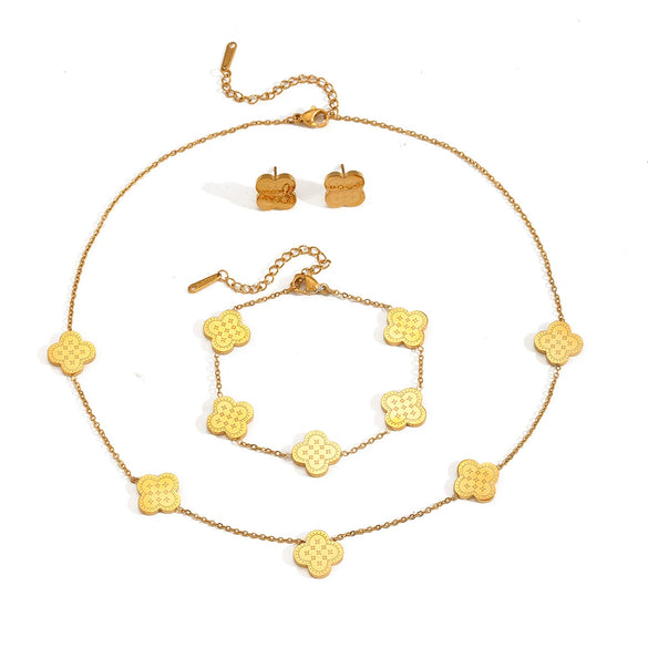 Jewelry Titanium Steel Vacuum Plating Geometric Multiple Pendant Set With Diamonds For Women