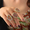 Jewelry Titanium Steel Water Drops Geometric Pvd Plated True Gold Fashion Ring
