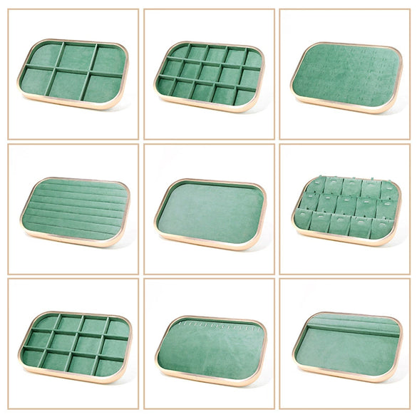 Jewelry Tray Aluminum Alloy Solid Wood Geometric Splicing High Sense Jewelry Storage Rack